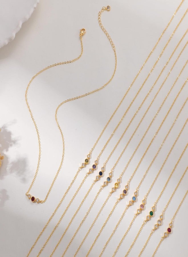 MFRYK Gold Necklace For Women,14K Gold Plated Emerald May Birthstone Necklaces for Women,Dainty Blue Green Pink Purple Cubic Zirconia Diamond Gemstone Choker Necklace,Mothers Birthday Jewelry Gift - Image 5